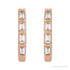 Sapphire Row Natural Gemstone Baguette Huggie Earrings - Diamond, 14K Rose Gold (view 2)