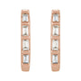 Sapphire Row Natural Gemstone Baguette Huggie Earrings - Diamond, 14K Rose Gold (view 2)
