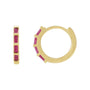 Sapphire Row Natural Gemstone Baguette Huggie Earrings - Ruby, 14K Yellow Gold
