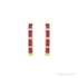 Sapphire Row Natural Gemstone Baguette Huggie Earrings - Ruby, 14K Yellow Gold (view 2)