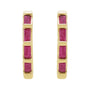 Sapphire Row Natural Gemstone Baguette Huggie Earrings - Ruby, 14K Yellow Gold (view 2)