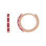 Sapphire Row Natural Gemstone Baguette Huggie Earrings - Ruby, 14K Rose Gold