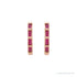 Sapphire Row Natural Gemstone Baguette Huggie Earrings - Ruby, 14K Rose Gold (view 2)