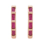 Sapphire Row Natural Gemstone Baguette Huggie Earrings - Ruby, 14K Rose Gold (view 2)