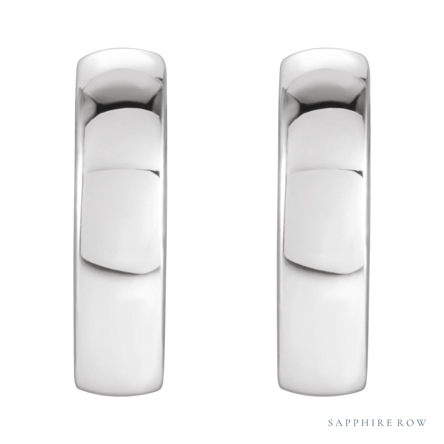 Sapphire Row Gold Thick Huggie Earrings - Platinum (view 2)