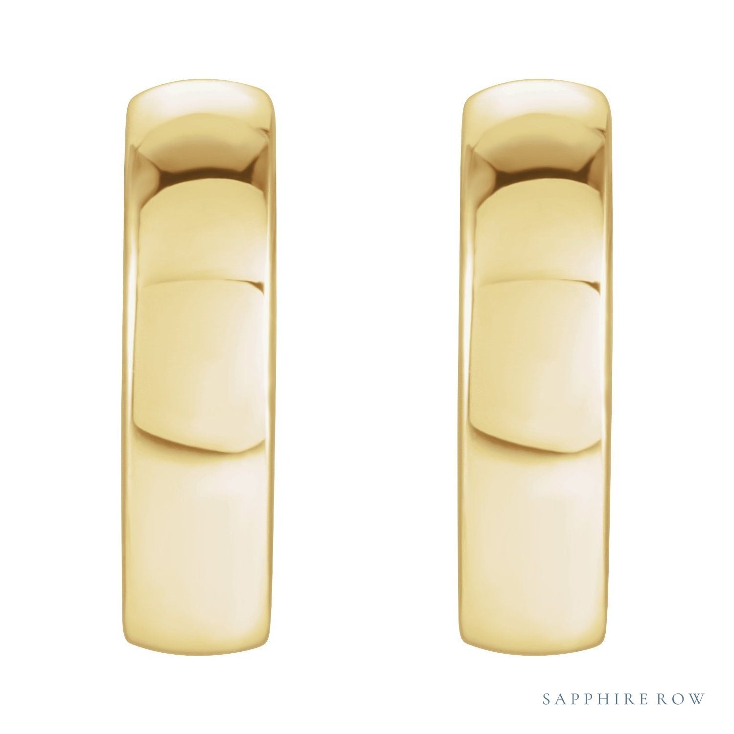 Sapphire Row Gold Thick Huggie Earrings - 10K Yellow Gold (view 2)