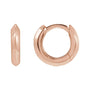 Sapphire Row Gold Knife-Edge Huggie Earrings - 14K Rose Gold, 10 mm