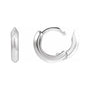 Sapphire Row Gold Knife-Edge Huggie Earrings - 14K White Gold, 10 mm (view 3)