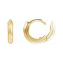 Sapphire Row Gold Knife-Edge Huggie Earrings - 14K Yellow Gold, 10 mm (view 3)