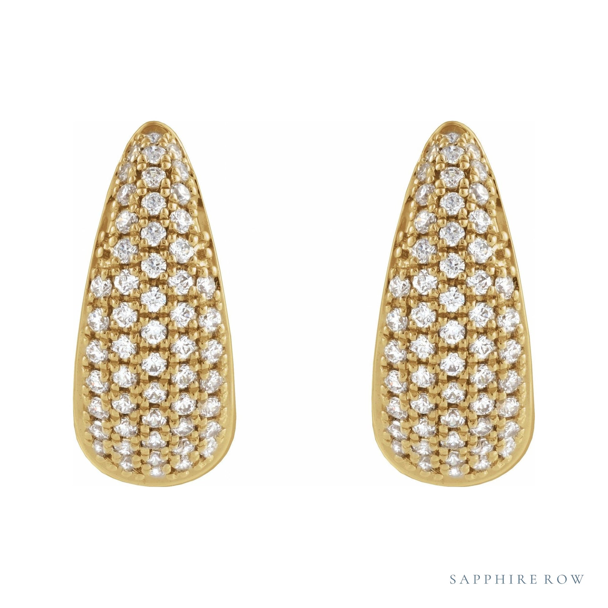 Sapphire Row Natural Diamond French Pavé Dome Huggie Earrings - 14K Yellow Gold, 1/2 CTW (view 2)