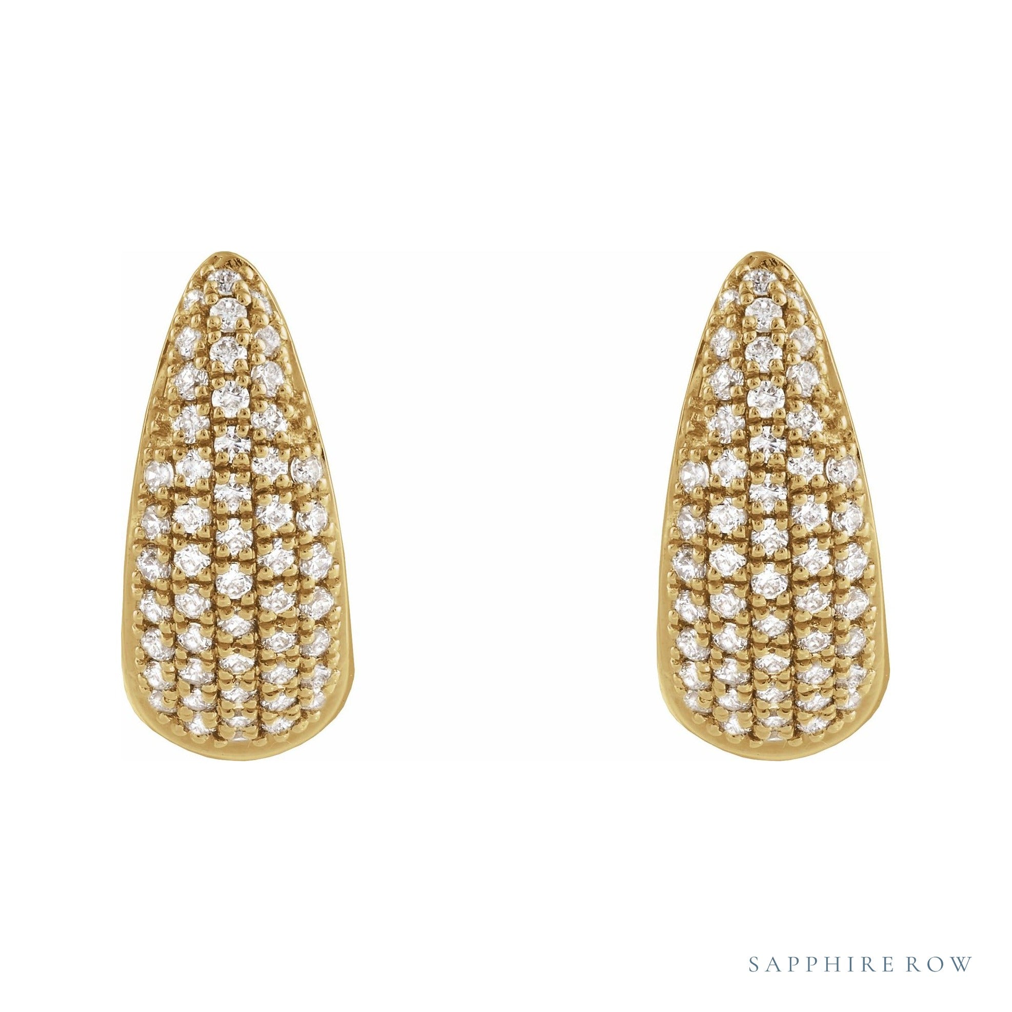 Sapphire Row Natural Diamond French Pavé Dome Huggie Earrings - 14K Yellow Gold, 1/3 CTW (view 2)