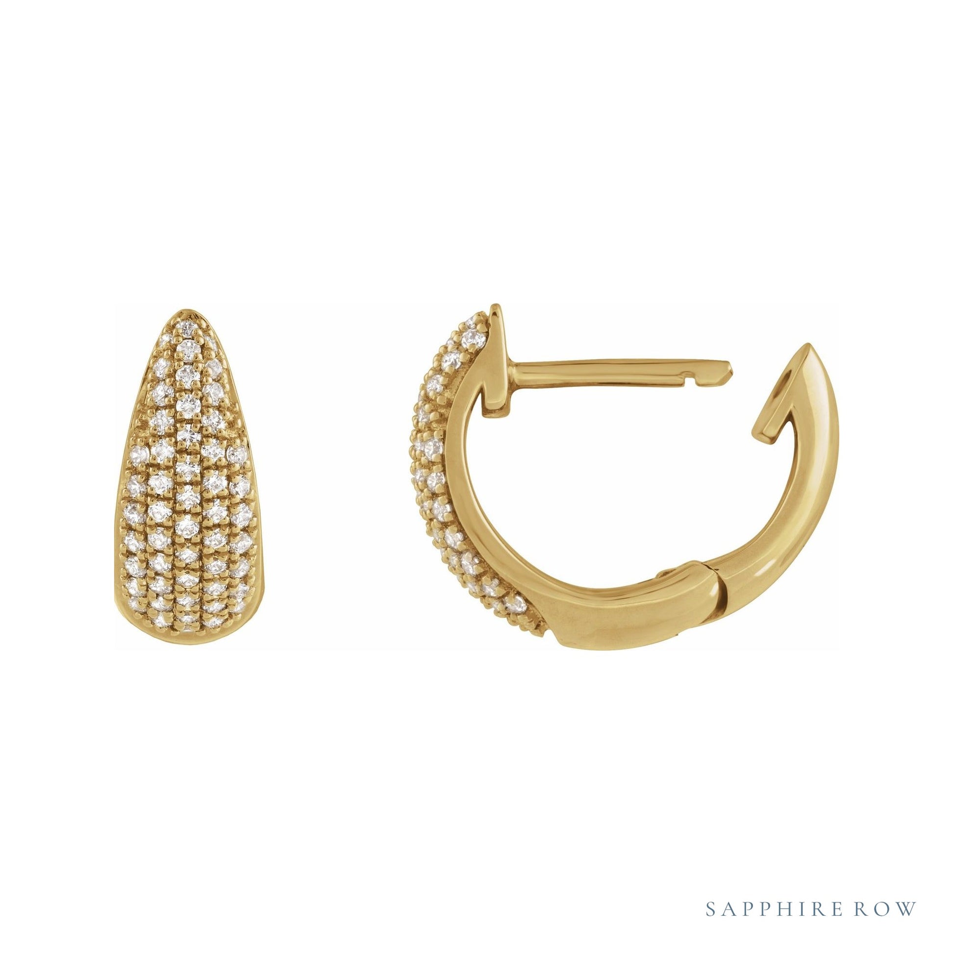 Sapphire Row Natural Diamond French Pavé Dome Huggie Earrings - 14K Yellow Gold, 1/3 CTW (view 3)