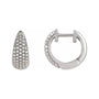 Sapphire Row Natural Diamond French Pavé Dome Huggie Earrings - 14K White Gold, 1/2 CTW