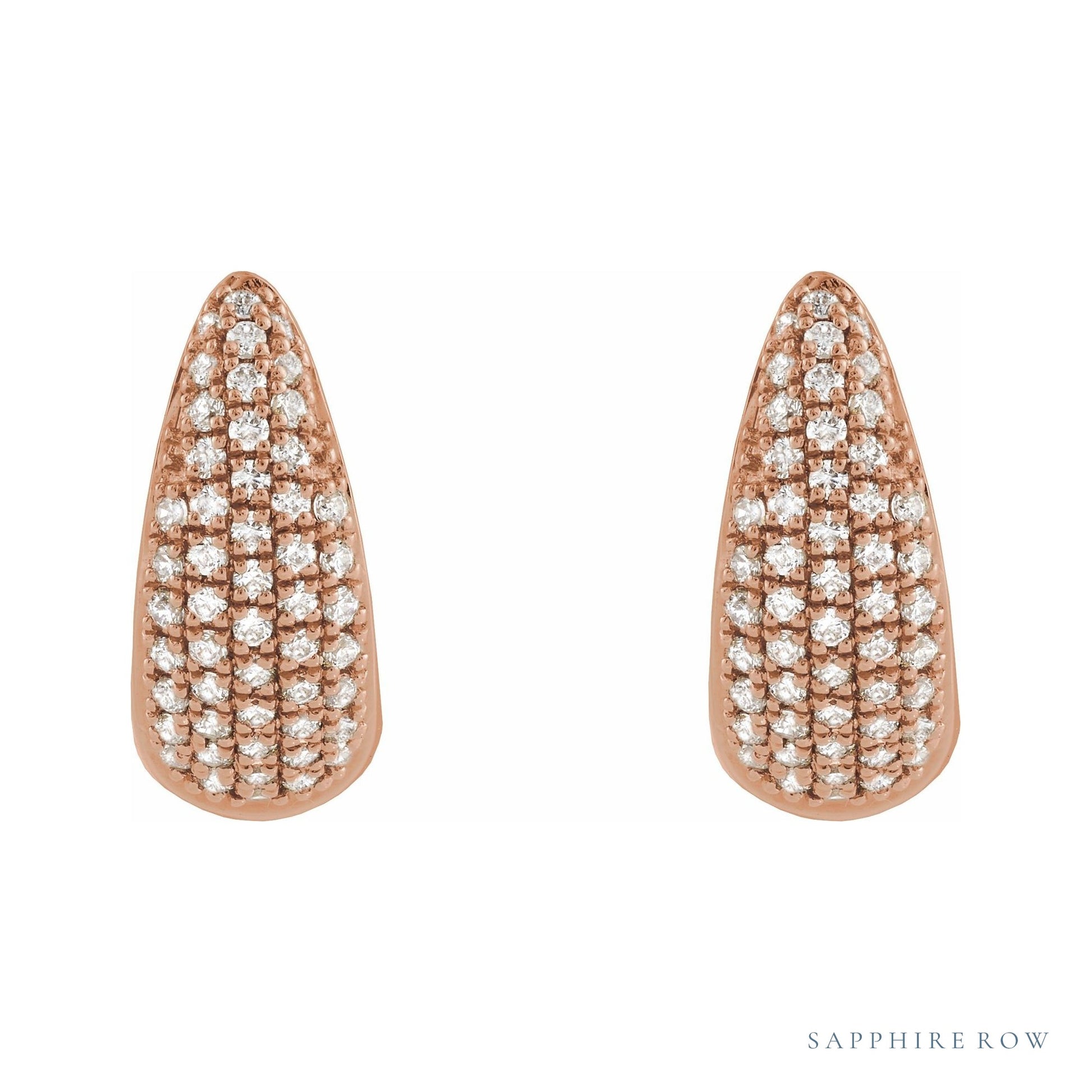 Sapphire Row Natural Diamond French Pavé Dome Huggie Earrings - 14K Rose Gold, 1/3 CTW (view 2)
