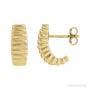 Sapphire Row Gold Puffed J-Hoop Earrings - 14K Yellow Gold