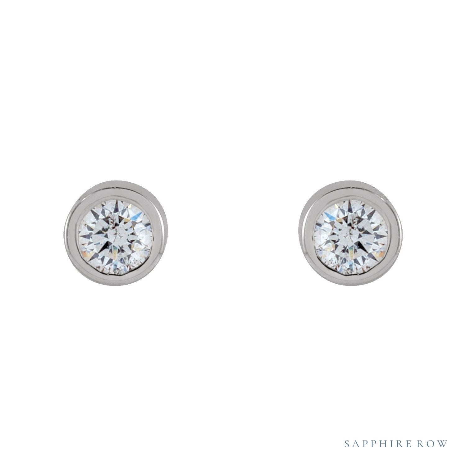 Sapphire Row Natural Diamond Micro Bezel Studs - 14K White Gold, 1.75 mm (view 2)