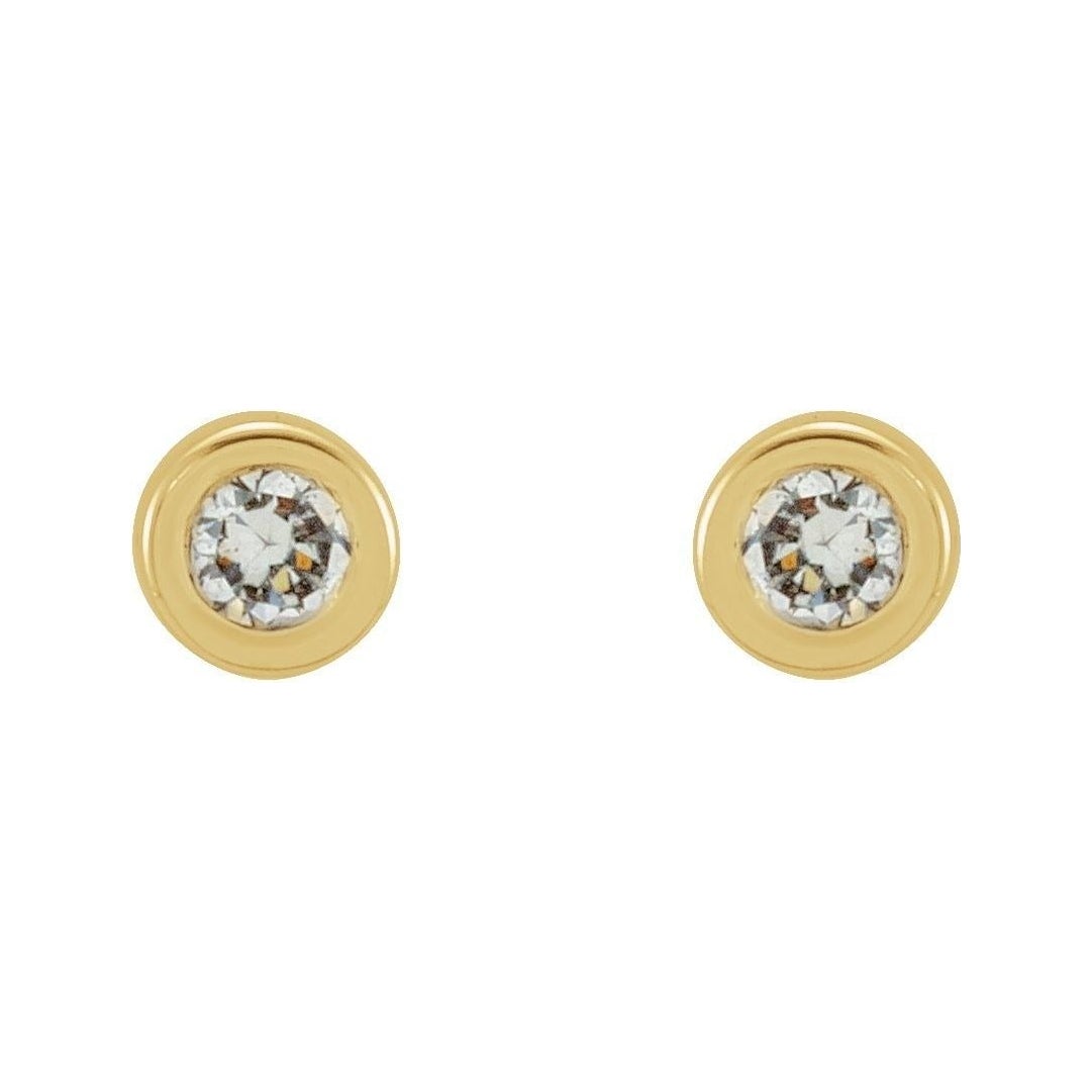 Sapphire Row Natural Diamond Micro Bezel Studs - 14K Yellow Gold (view 2)