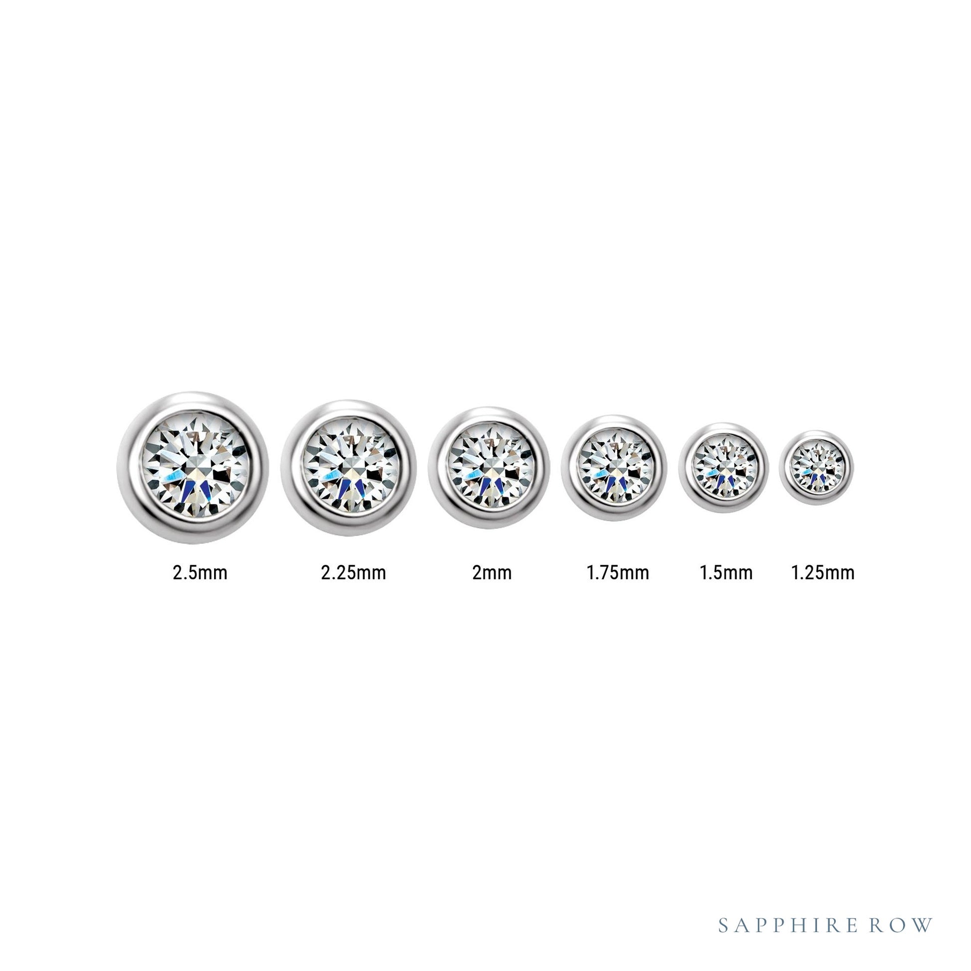 Sapphire Row Natural Diamond Micro Bezel Studs - 14K Yellow Gold (view 3)