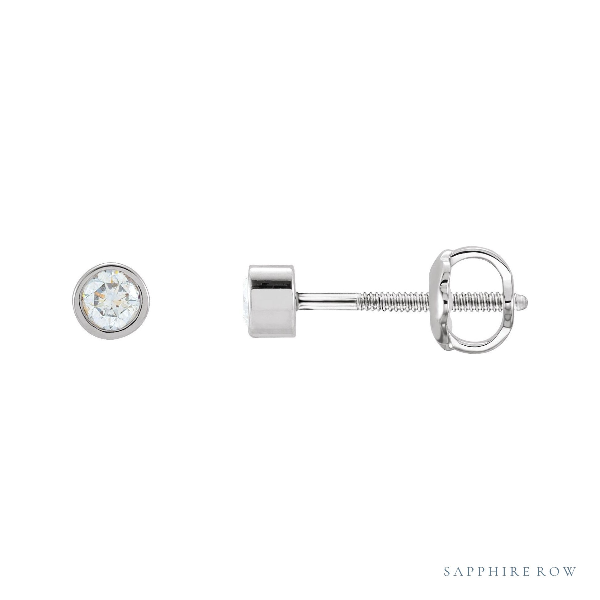 Sapphire Row Natural Diamond Micro Bezel Studs - Platinum, 2.5 mm