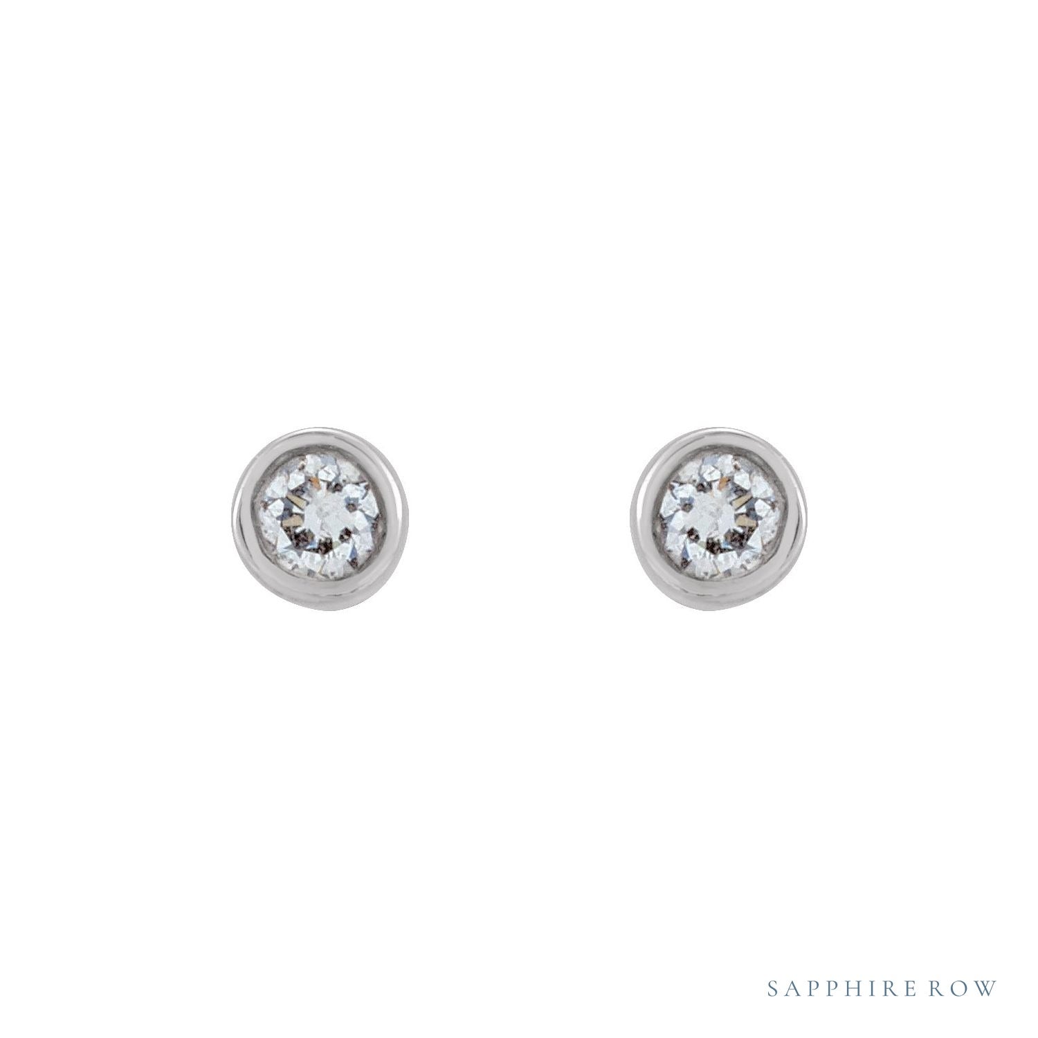 Sapphire Row Natural Diamond Micro Bezel Studs - Platinum (view 2)