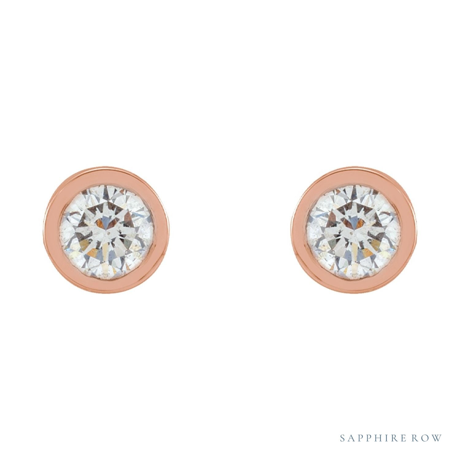 Sapphire Row Lab-Grown Diamond Micro Bezel Studs - 14K Rose Gold, 2.25 mm (view 2)