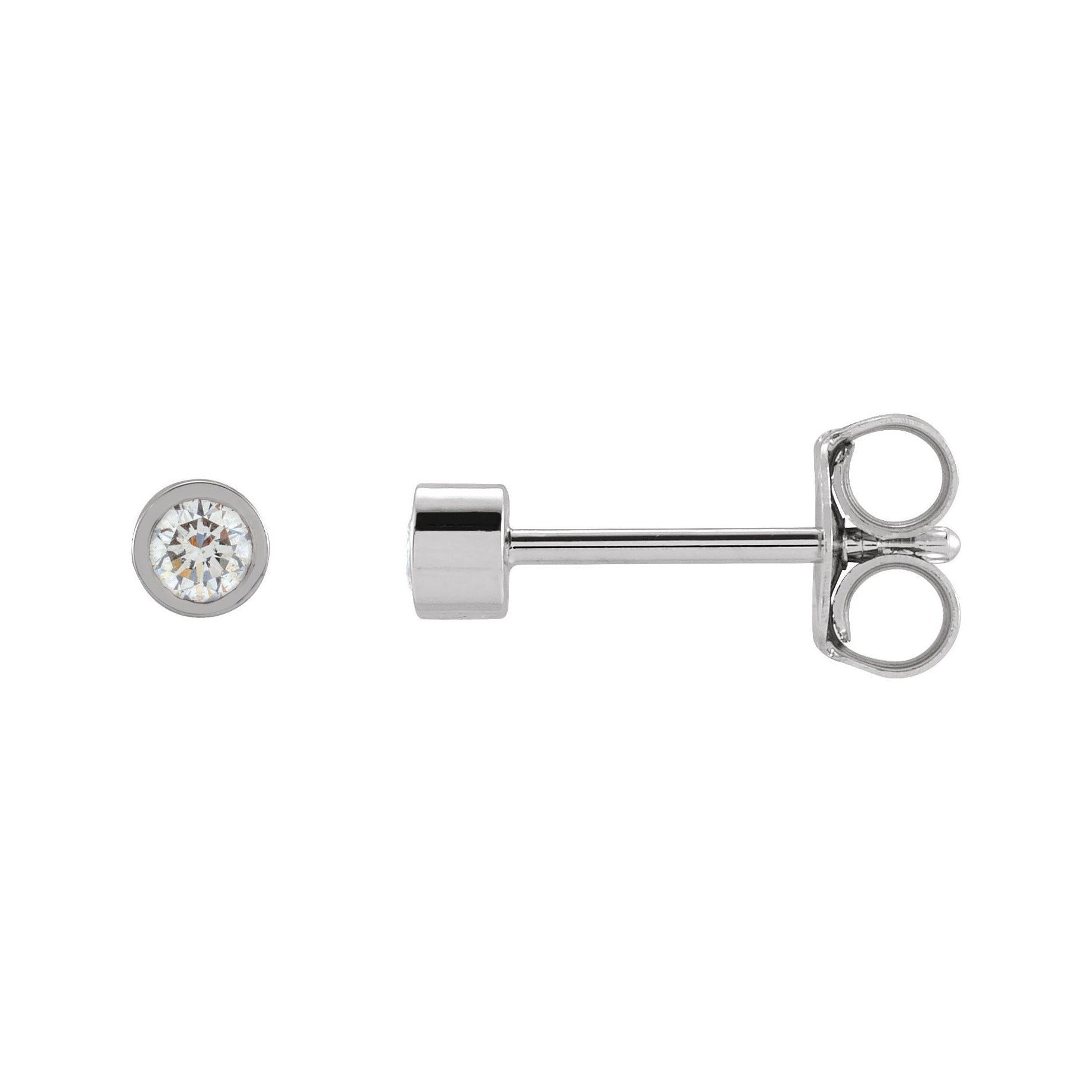 Sapphire Row Lab-Grown Diamond Micro Bezel Studs - 14K White Gold, 2.25 mm