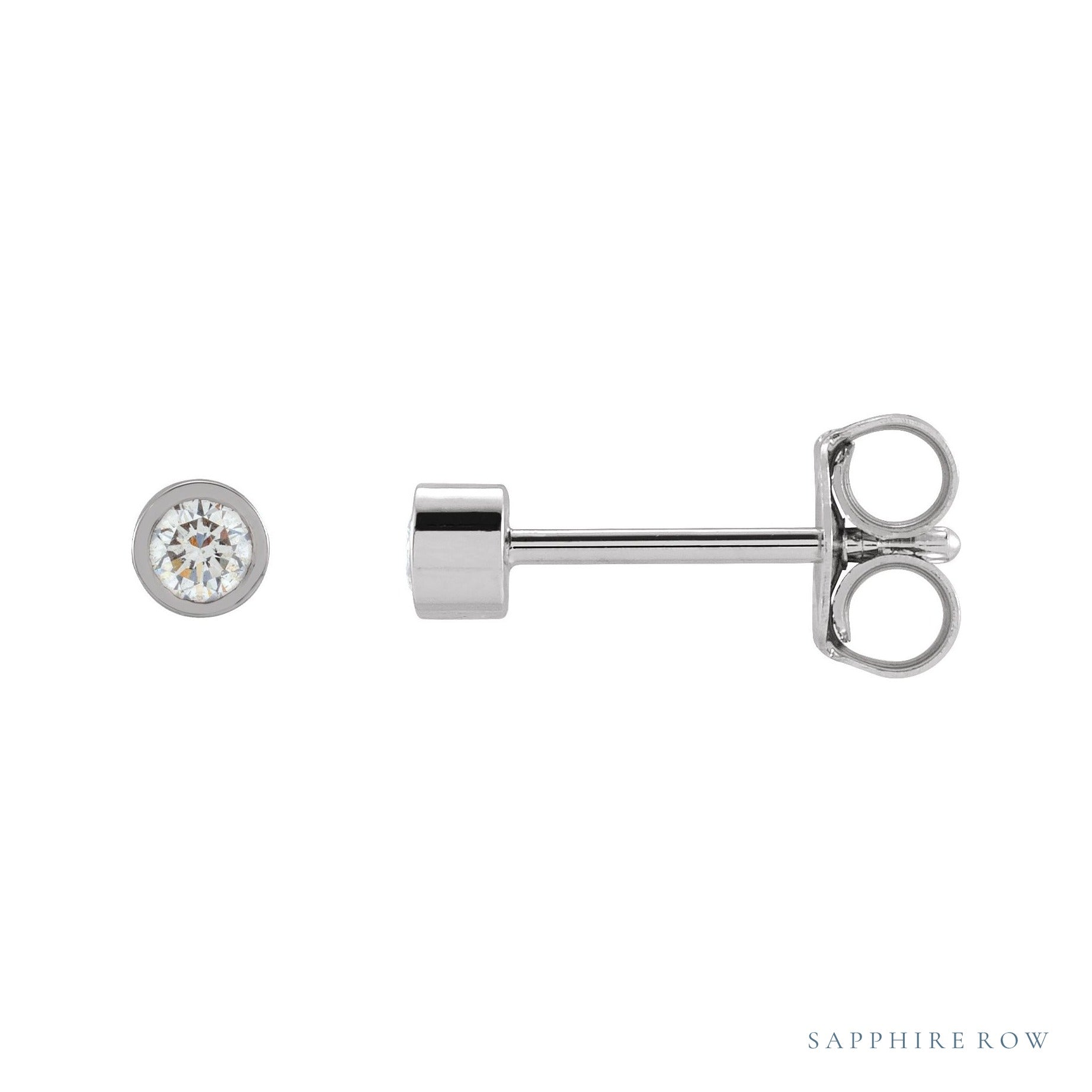 Sapphire Row Lab-Grown Diamond Micro Bezel Studs - 14K White Gold, 2.25 mm