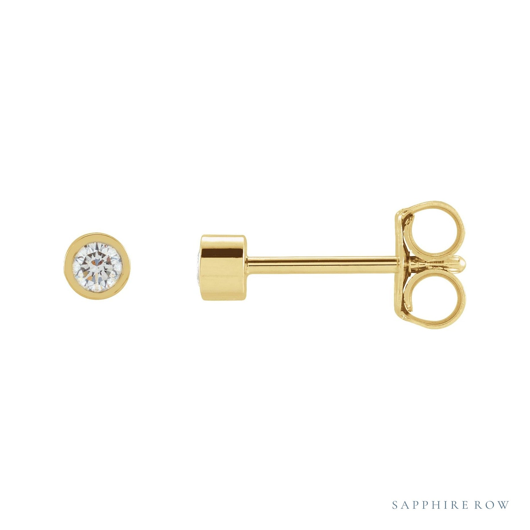 Sapphire Row Lab-Grown Diamond Micro Bezel Studs - 14K Yellow Gold, 2.25 mm