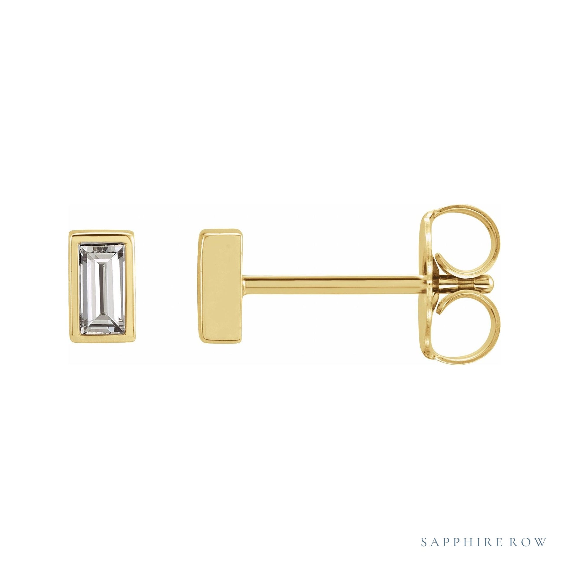 Sapphire Row Natural Diamond Baguette Studs - 14K Yellow Gold, 1/8 CTW