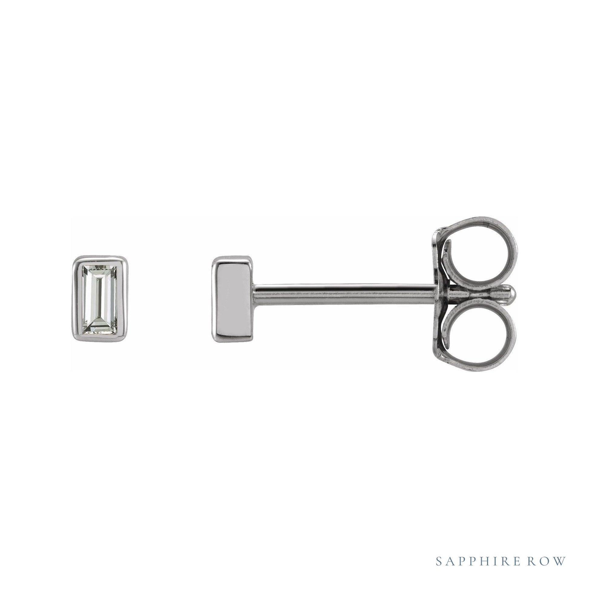 Sapphire Row Natural Diamond Baguette Studs - Platinum, .07 CTW