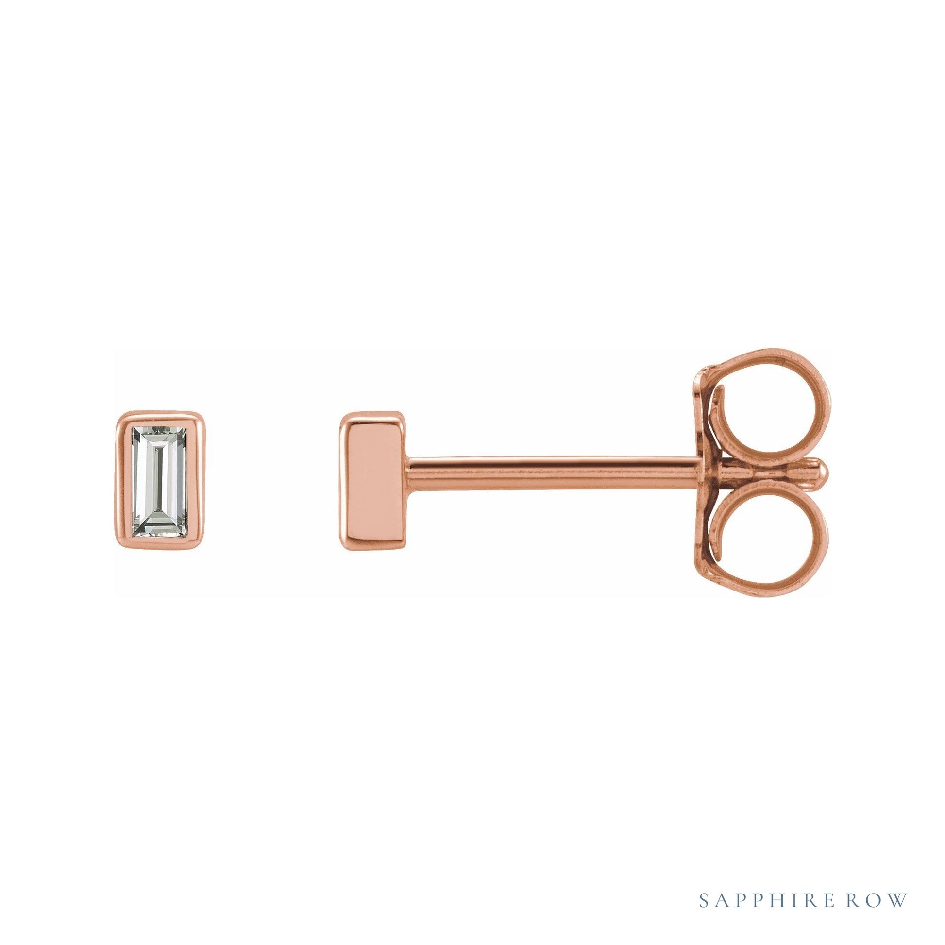Sapphire Row Natural Diamond Baguette Studs - 14K Rose Gold, .07 CTW
