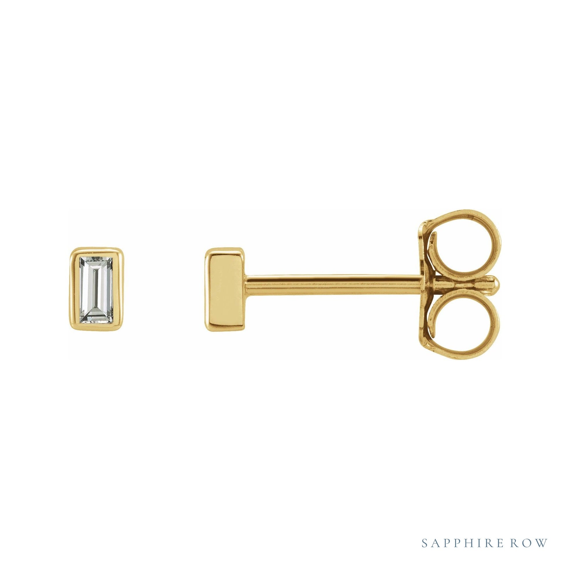 Sapphire Row Natural Diamond Baguette Studs - 14K Yellow Gold, .07 CTW