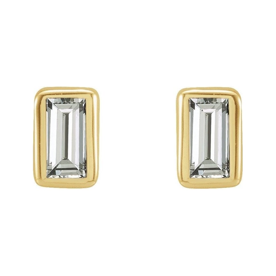 Sapphire Row Natural Diamond Baguette Studs - 14K Yellow Gold, .07 CTW (view 2)