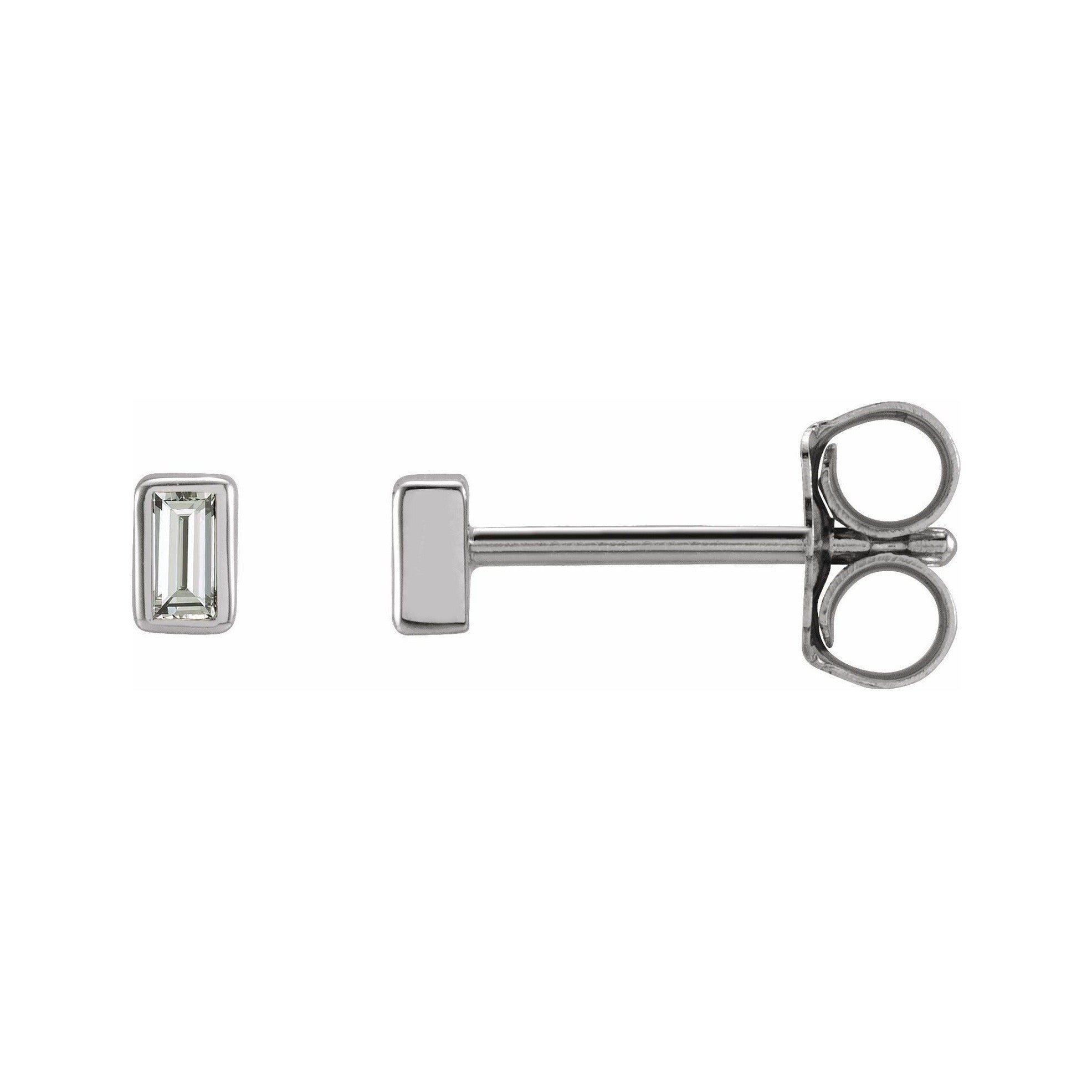 Sapphire Row Natural Diamond Baguette Studs - 14K White Gold, .07 CTW