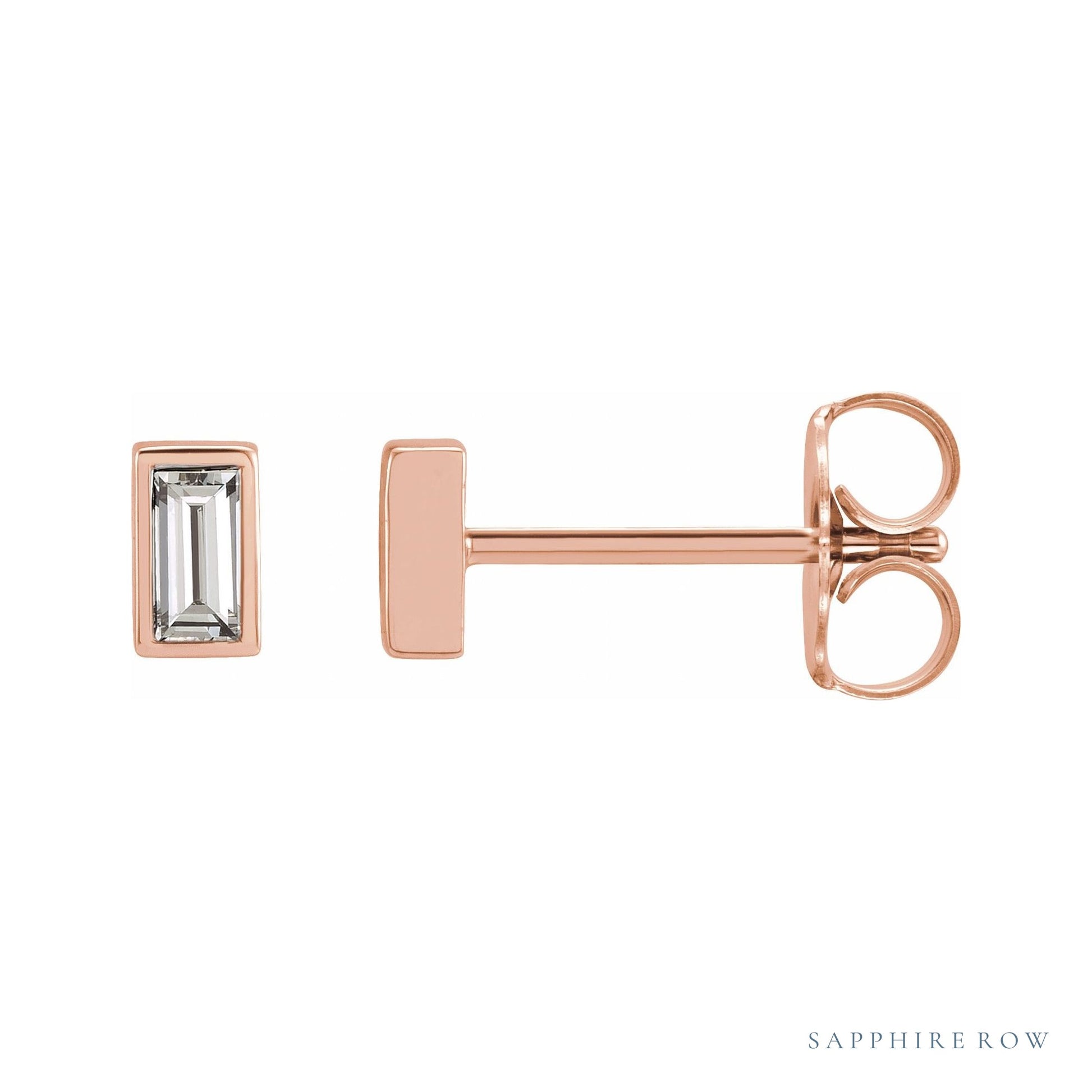 Sapphire Row Natural Diamond Baguette Studs - 14K Rose Gold