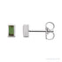 Sapphire Row Natural Gemstone Baguette Studs - Green Tourmaline, Platinum