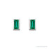 Sapphire Row Natural Gemstone Baguette Studs - Emerald, Platinum (view 2)