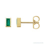 Sapphire Row Natural Gemstone Baguette Studs - Emerald, 14K Yellow Gold