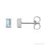 Sapphire Row Natural Gemstone Baguette Studs - Sky Blue Topaz, Platinum