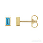 Sapphire Row Natural Gemstone Baguette Studs - Swiss Blue Topaz, 14K Yellow Gold