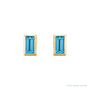 Sapphire Row Natural Gemstone Baguette Studs - Swiss Blue Topaz, 14K Yellow Gold (view 2)