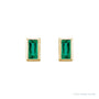 Sapphire Row Natural Gemstone Baguette Studs - Emerald, 14K Yellow Gold (view 2)