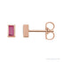 Sapphire Row Natural Gemstone Baguette Studs - Pink Tourmaline, 14K Rose Gold