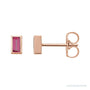 Sapphire Row Natural Gemstone Baguette Studs - Pink Tourmaline, 14K Rose Gold