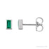 Sapphire Row Natural Gemstone Baguette Studs - Emerald, 14K White Gold