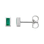 Sapphire Row Natural Gemstone Baguette Studs - Emerald, 14K White Gold