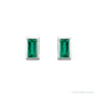 Sapphire Row Natural Gemstone Baguette Studs - Emerald, 14K White Gold (view 2)