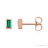 Sapphire Row Natural Gemstone Baguette Studs - Emerald, 14K Rose Gold