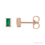 Sapphire Row Natural Gemstone Baguette Studs - Emerald, 14K Rose Gold