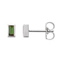 Sapphire Row Natural Gemstone Baguette Studs - Green Tourmaline, 14K White Gold